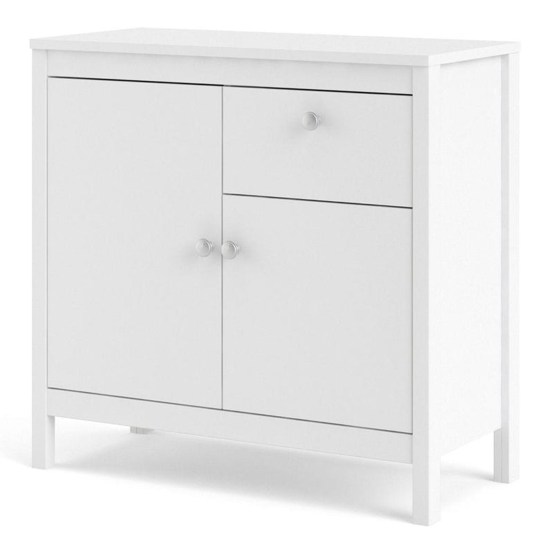 FTG Sideboard Madrid Sideboard 2 Doors + 1 Drawer In White Bed Kings