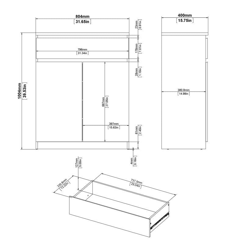 FTG Sideboard Naia Sideboard  1 Drawer 2 Doors in Jackson Hickory Oak Bed Kings