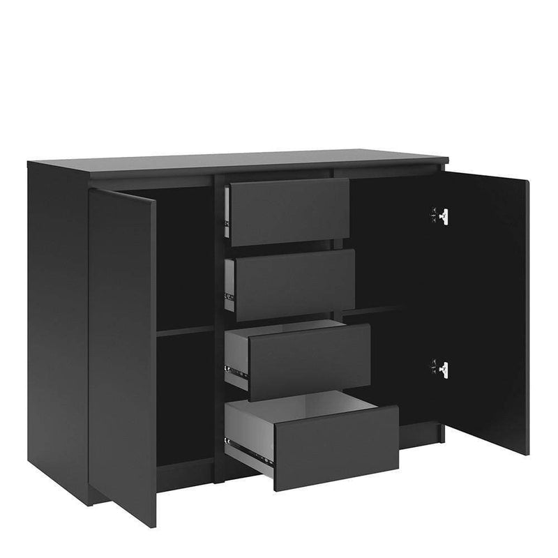 FTG Sideboard Naia Sideboard - 4 Drawers 2 Doors in Black Matt Bed Kings
