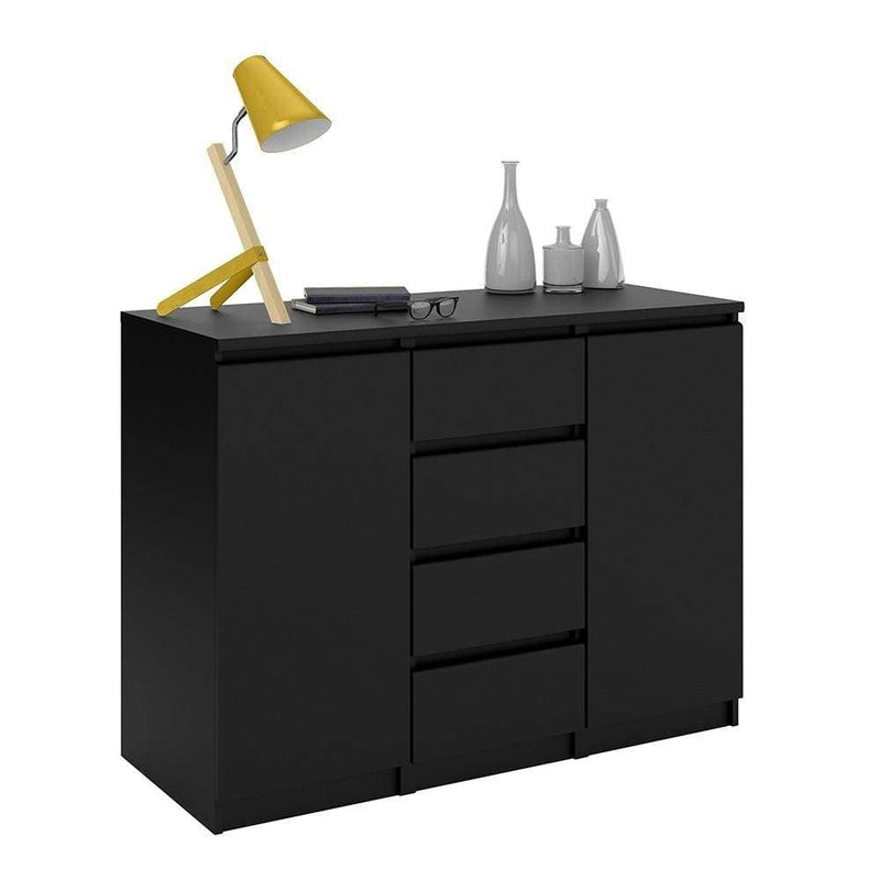 FTG Sideboard Naia Sideboard - 4 Drawers 2 Doors in Black Matt Bed Kings