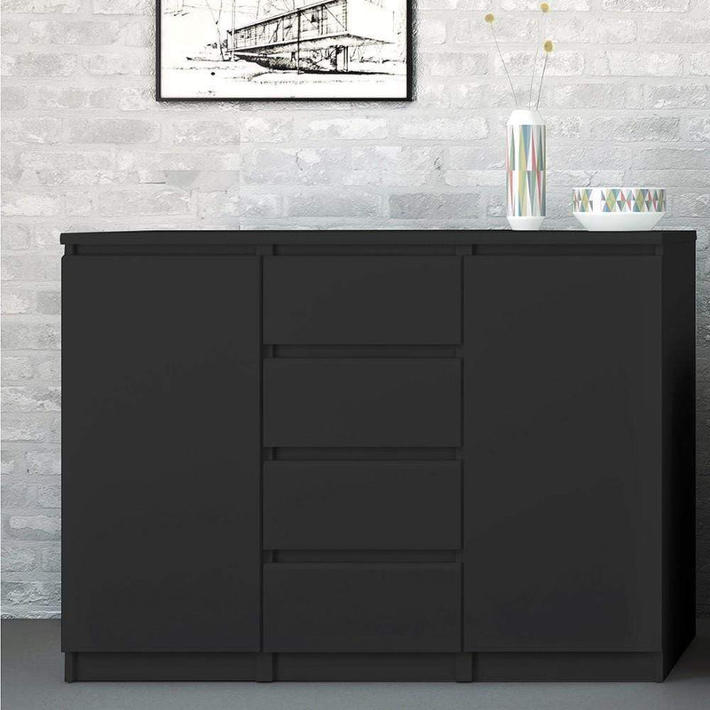 FTG Sideboard Naia Sideboard - 4 Drawers 2 Doors in Black Matt Bed Kings