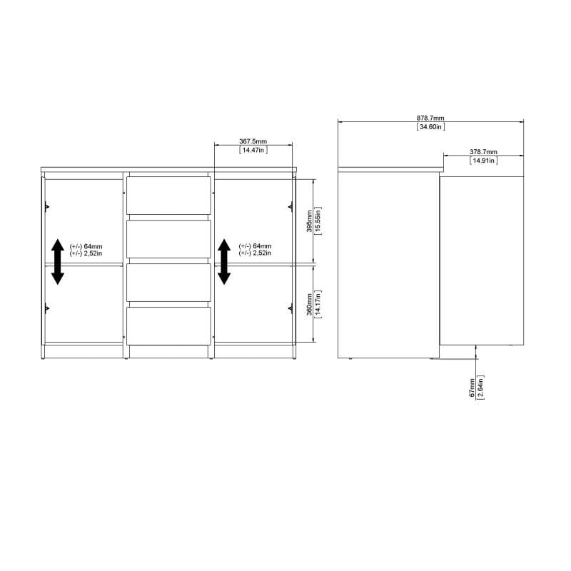 FTG Sideboard Naia Sideboard  4 Drawers 2 Doors in Jackson Hickory Oak Bed Kings
