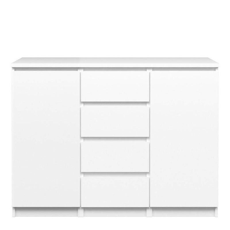 FTG Sideboard Naia Sideboard - 4 Drawers 2 Doors in White High Gloss Bed Kings