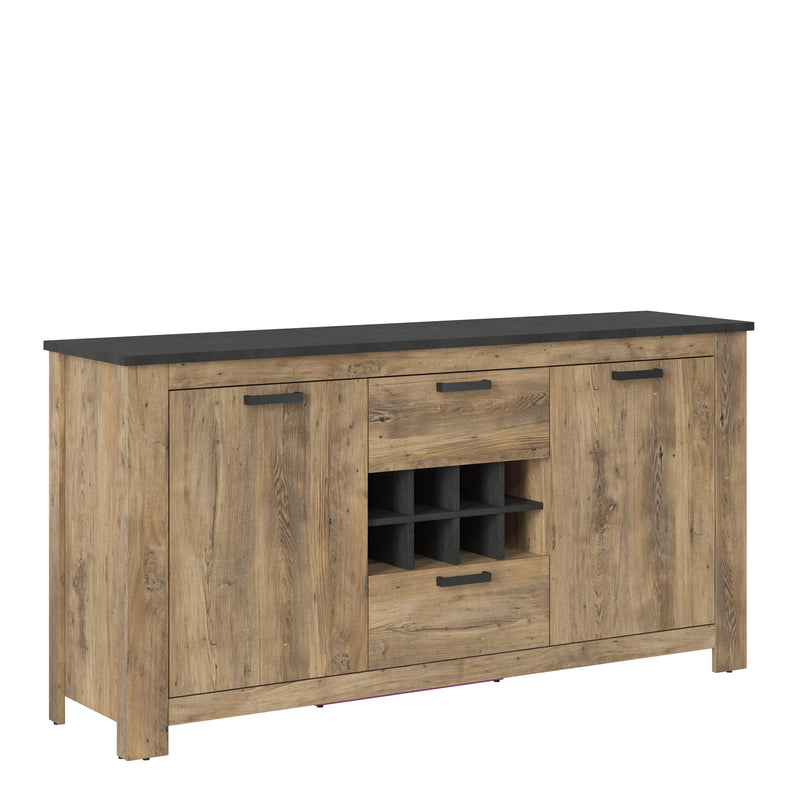 FTG Sideboard Rapallo - Rapallo 2 door 2 drawer sideboard with wine rack in Chestnut and Matera Grey Bed Kings