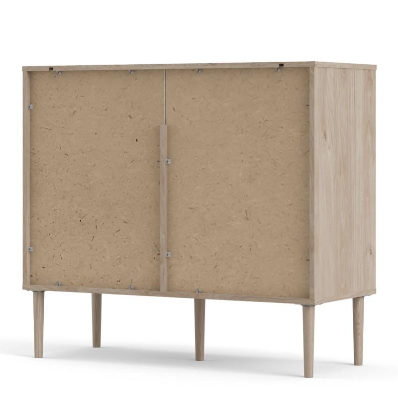 FTG Sideboard Rome Sideboard 2 Sliding Doors + 2 Drawers in Jackson Hickory Oak with Matt Black Bed Kings