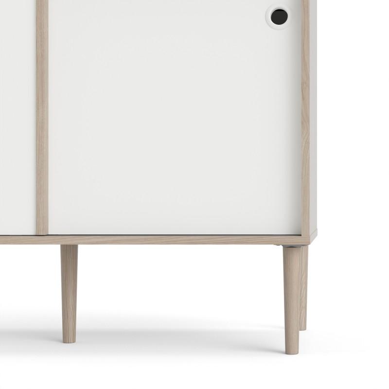 FTG Sideboard Rome Sideboard 2 Sliding Doors + 2 Drawers in Jackson Hickory Oak with Matt White Bed Kings