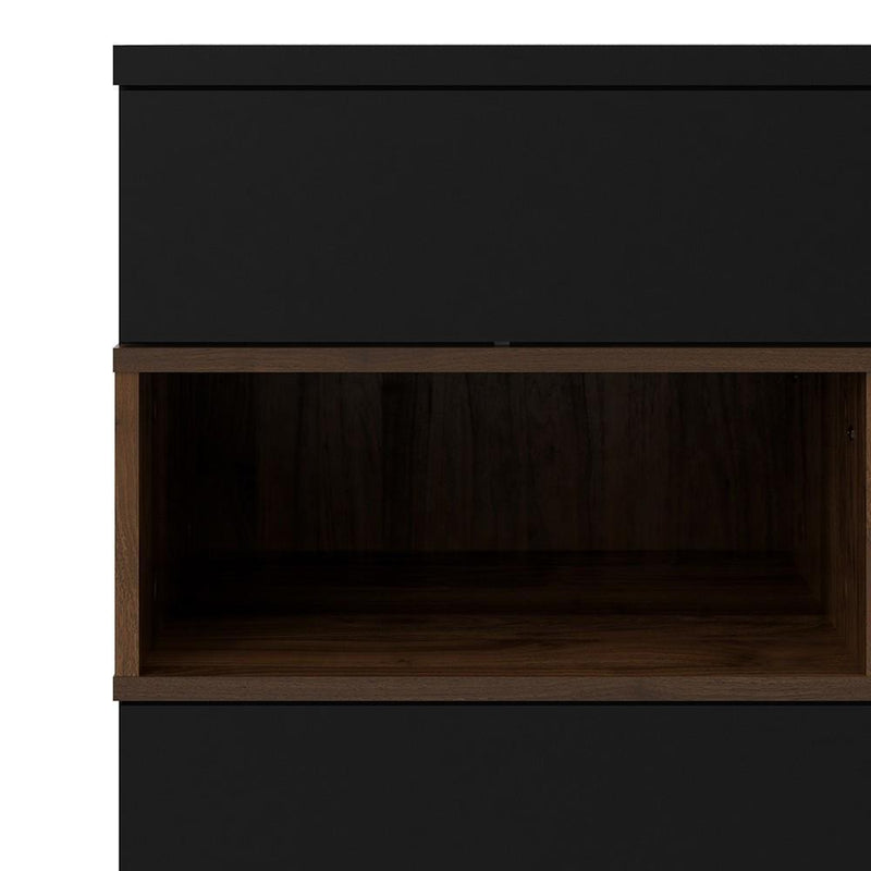 FTG Sideboard Roomers Sideboard 2 Drawers 1 Door in Black and Walnut Bed Kings