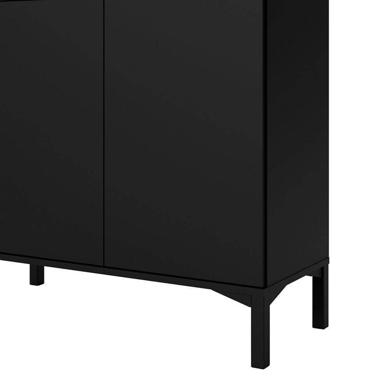 FTG Sideboard Roomers Sideboard 2 Drawers 1 Door in Black and Walnut Bed Kings