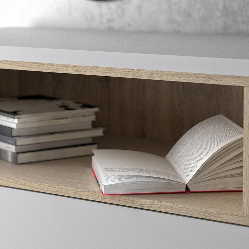 FTG Sideboard Roomers Sideboard 3 Drawers 3 Doors in White and Oak Bed Kings