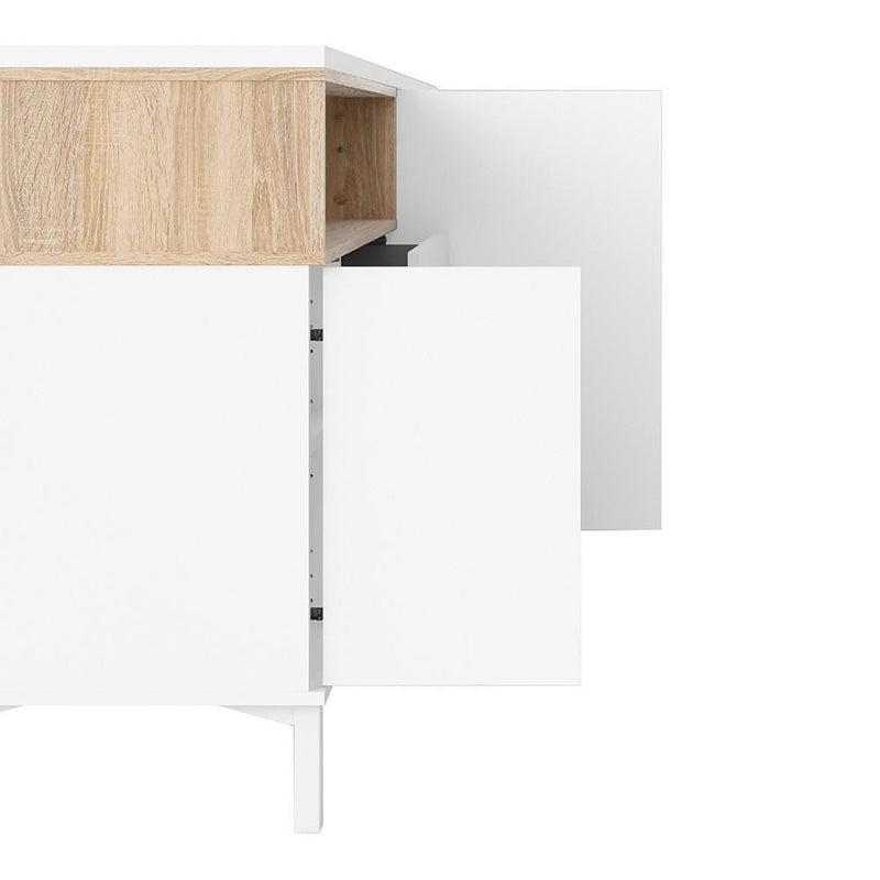 FTG Sideboard Roomers Sideboard 3 Drawers 3 Doors in White and Oak Bed Kings