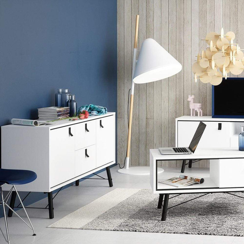 FTG Sideboard Ry Sideboard 2 doors + 2 drawers Matt White Bed Kings