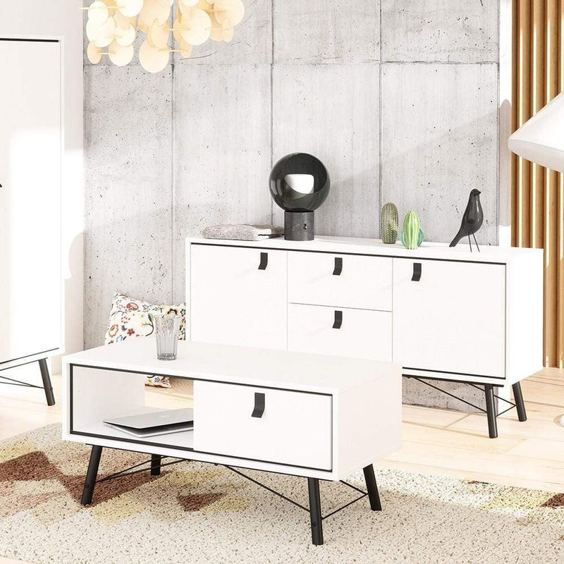 FTG Sideboard Ry Sideboard 2 doors + 2 drawers Matt White Bed Kings