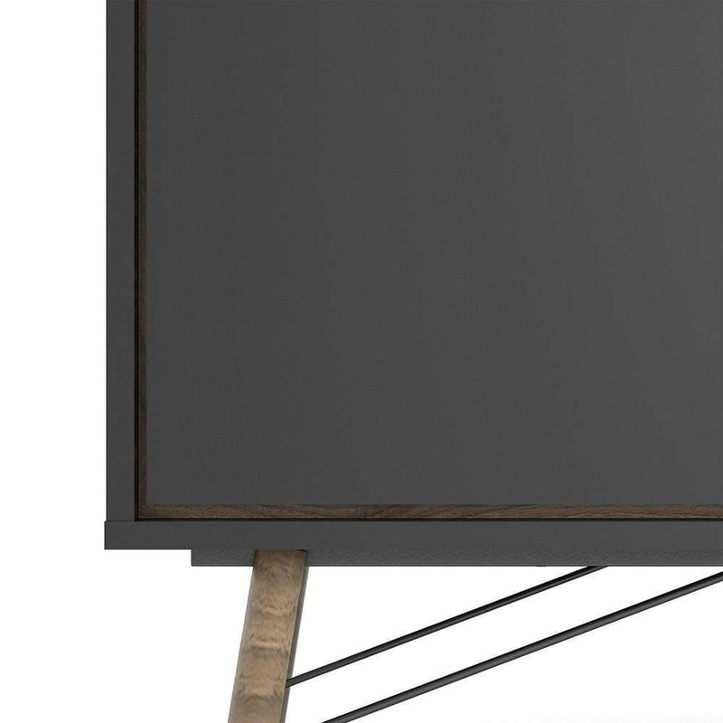FTG Sideboard Ry Sideboard with 1 door + 2 drawers Matt Black Walnut Bed Kings