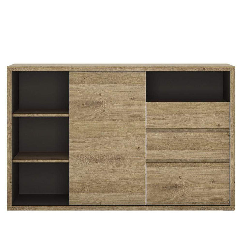 FTG Sideboard Shetland 1 Door 3 drawer sideboard Shetland Oak Finish Bed Kings