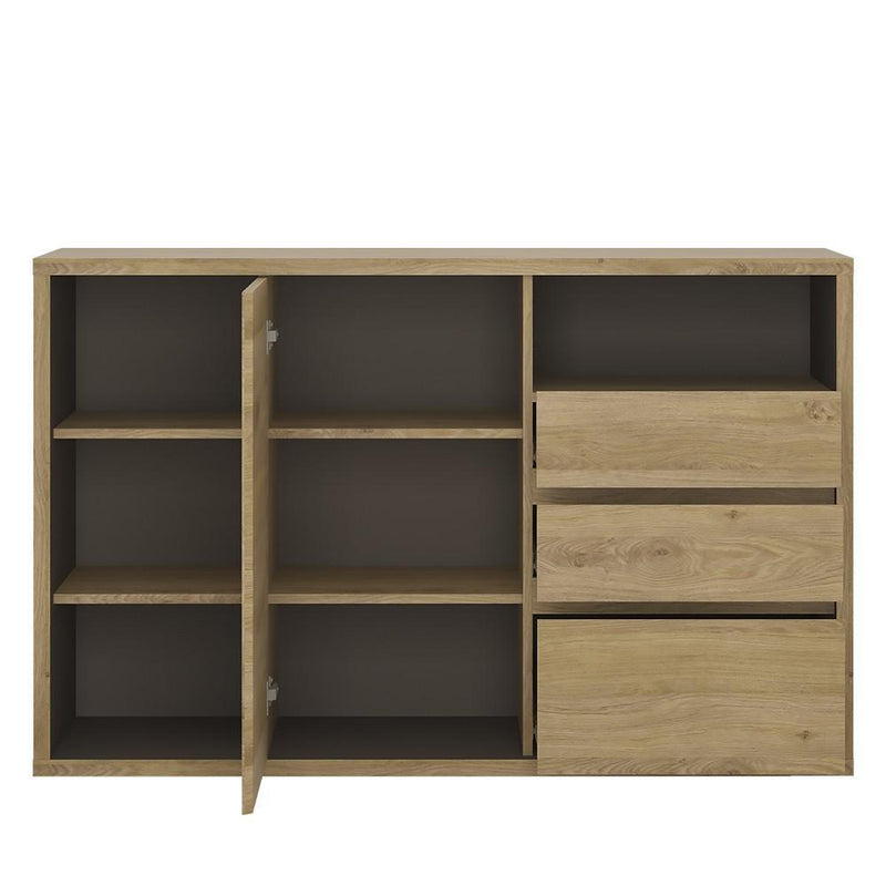 FTG Sideboard Shetland 1 Door 3 drawer sideboard Shetland Oak Finish Bed Kings