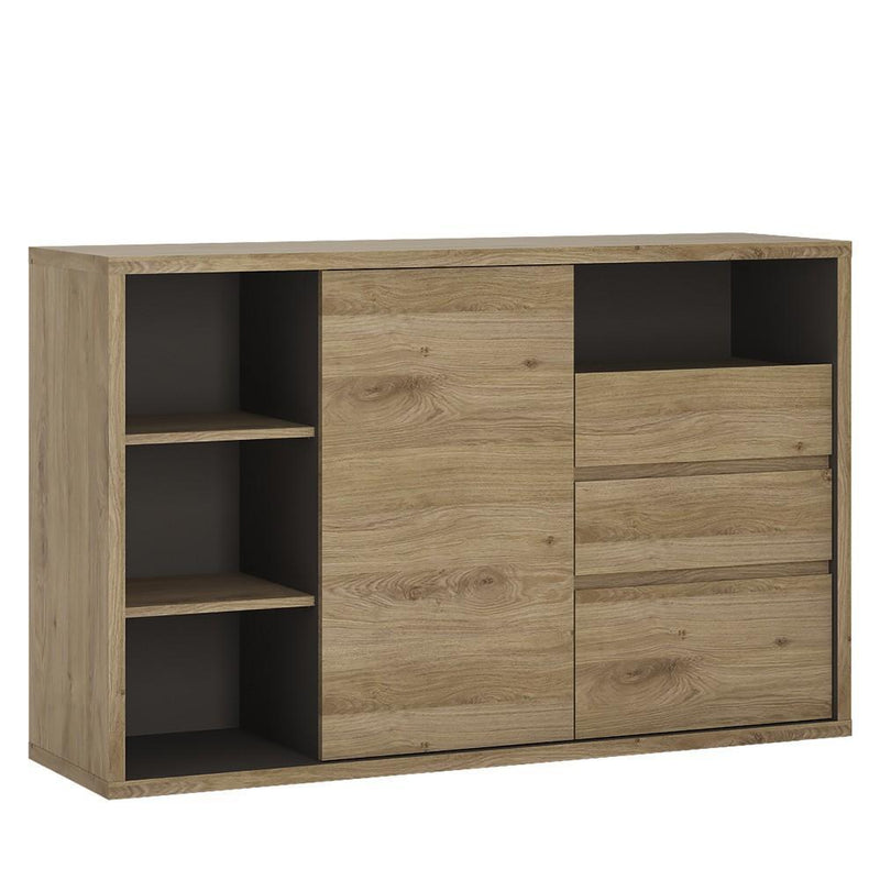 FTG Sideboard Shetland 1 Door 3 drawer sideboard Shetland Oak Finish Bed Kings