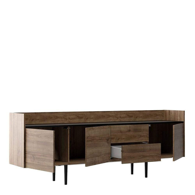 FTG Sideboard Unit Sideboard 2 Drawers 3 Doors in Walnut and Black Bed Kings