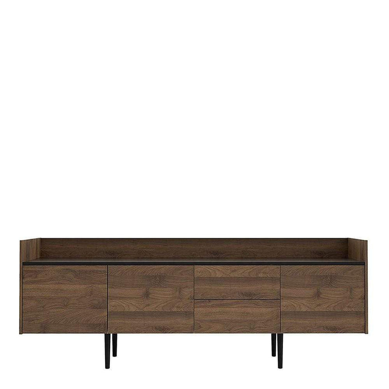 FTG Sideboard Unit Sideboard 2 Drawers 3 Doors in Walnut and Black Bed Kings