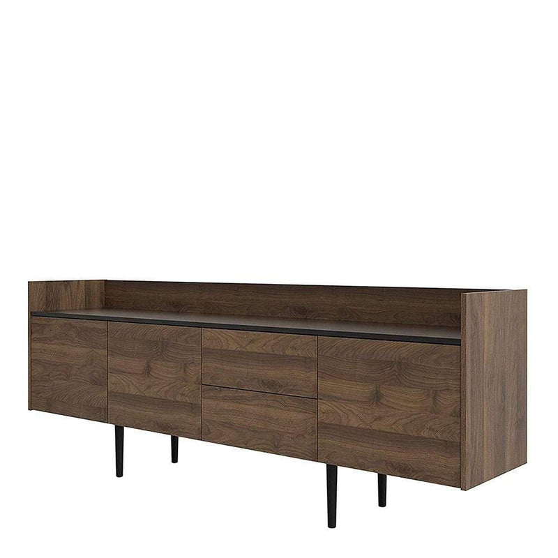 FTG Sideboard Unit Sideboard 2 Drawers 3 Doors in Walnut and Black Bed Kings