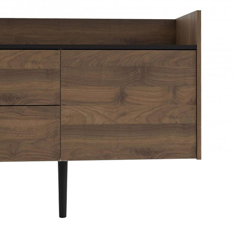 FTG Sideboard Unit Sideboard 2 Drawers 3 Doors in Walnut and Black Bed Kings