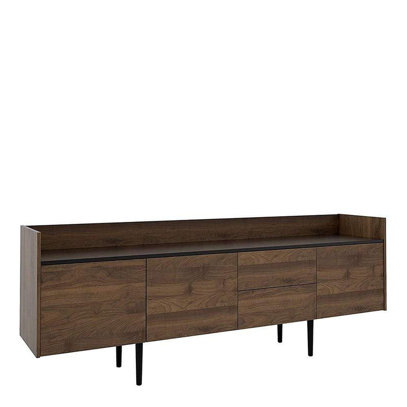 FTG Sideboard Unit Sideboard 2 Drawers 3 Doors in Walnut and Black Bed Kings