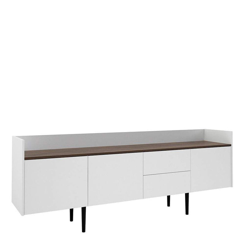 FTG Sideboard Unit Sideboard 2 Drawers 3 Doors in White and Walnut Bed Kings