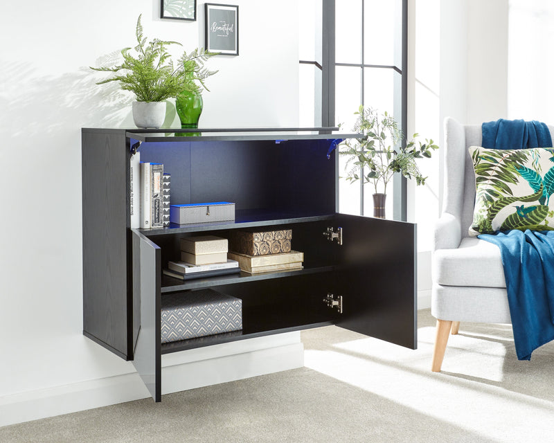 GFW Sideboard Galicia Sideboard With Led Black Bed Kings