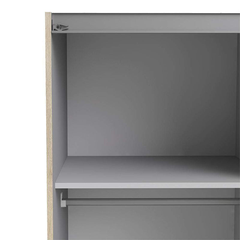 FTG Sliding Wardrobe Verona Sliding Wardrobe 120cm in Oak with Oak Doors with 5 Shelves Bed Kings