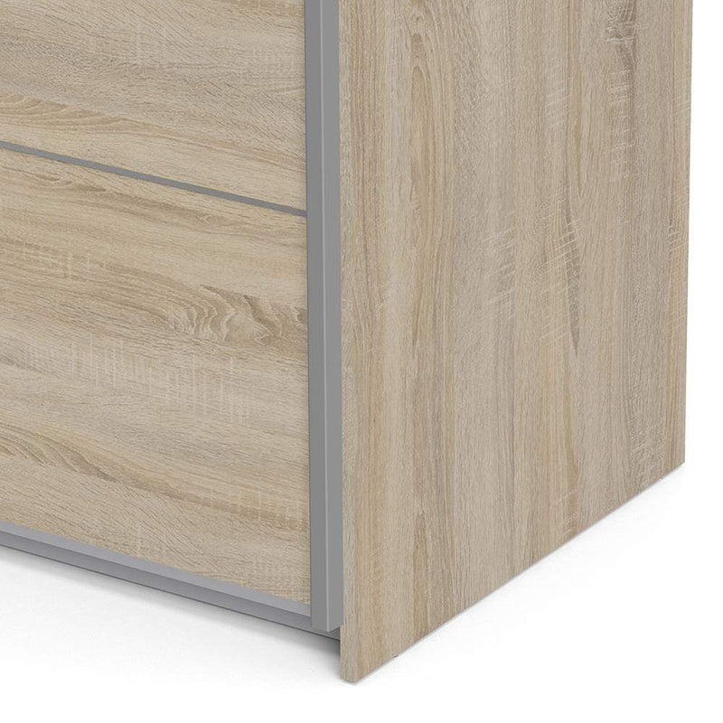 FTG Sliding Wardrobe Verona Sliding Wardrobe 120cm in Oak with Oak Doors with 5 Shelves Bed Kings