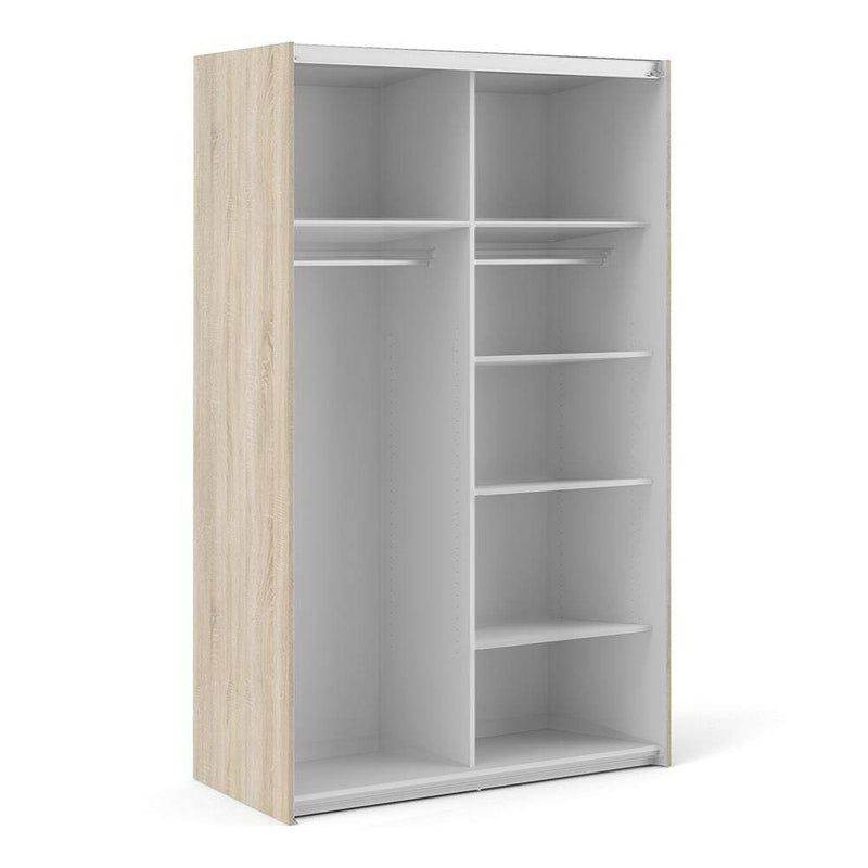 FTG Sliding Wardrobe Verona Sliding Wardrobe 120cm in Oak with Oak Doors with 5 Shelves Bed Kings