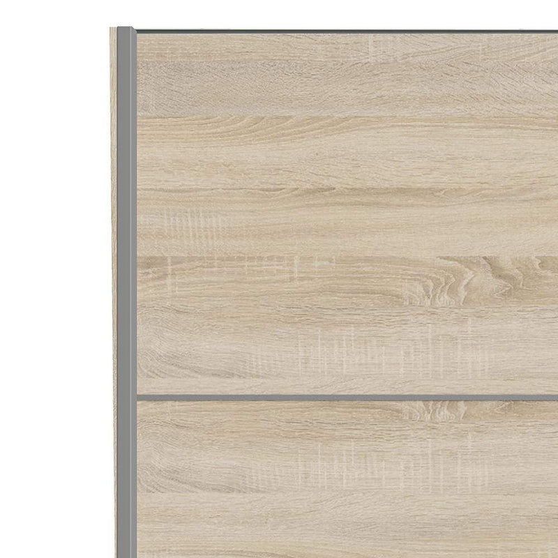 FTG Sliding Wardrobe Verona Sliding Wardrobe 120cm in Oak with Oak Doors with 5 Shelves Bed Kings