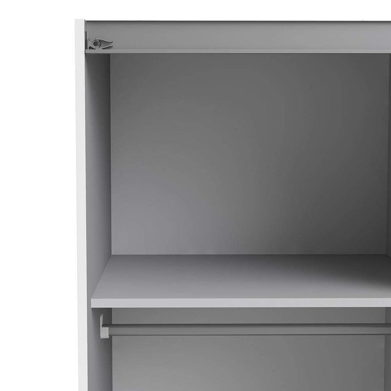 FTG Sliding Wardrobe Verona Sliding Wardrobe 120cm in White with Oak Doors with 5 Shelves Bed Kings