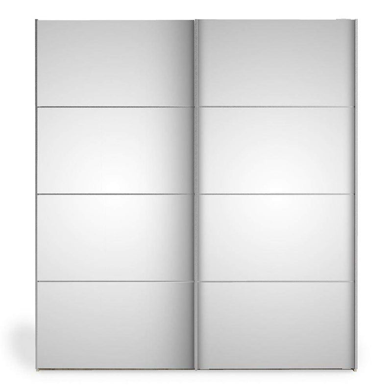 FTG Sliding Wardrobe Verona Sliding Wardrobe 180cm in Oak with Mirror Doors with 5 Shelves Bed Kings