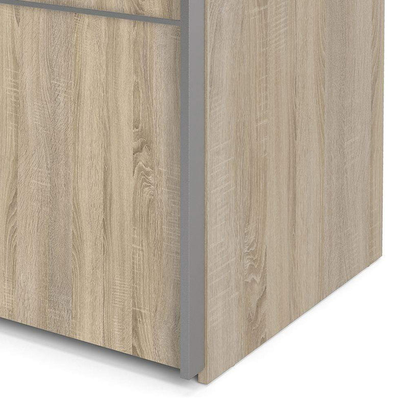 FTG Sliding Wardrobe Verona Sliding Wardrobe 180cm in Oak with Oak Doors with 5 Shelves Bed Kings