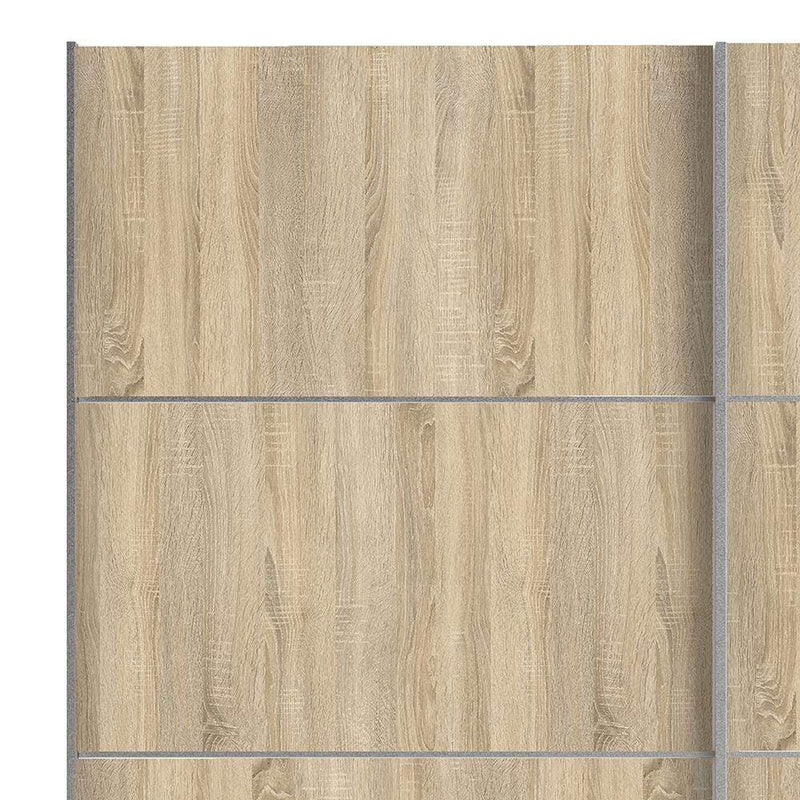 FTG Sliding Wardrobe Verona Sliding Wardrobe 180cm in Oak with Oak Doors with 5 Shelves Bed Kings