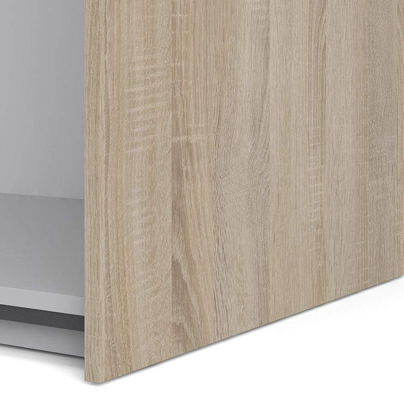 FTG Sliding Wardrobe Verona Sliding Wardrobe 180cm in Oak with White and Mirror Doors with 5 Shelves Bed Kings