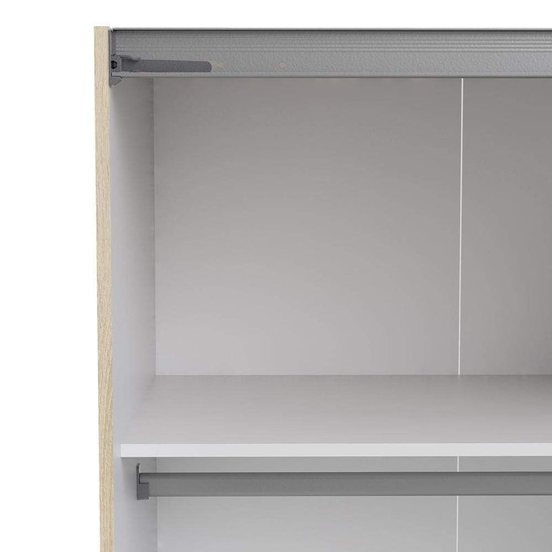 FTG Sliding Wardrobe Verona Sliding Wardrobe 180cm in Oak with White and Mirror Doors with 5 Shelves Bed Kings