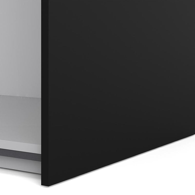 FTG Sliding Wardrobe Verona - Verona Sliding Wardrobe 180cm in Black Matt with Black Matt and Mirror Doors with 2 Shelves Bed Kings
