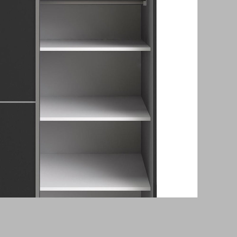 FTG Sliding Wardrobe Verona - Verona Sliding Wardrobe 180cm in Black Matt with Black Matt and Mirror Doors with 5 Shelves Bed Kings