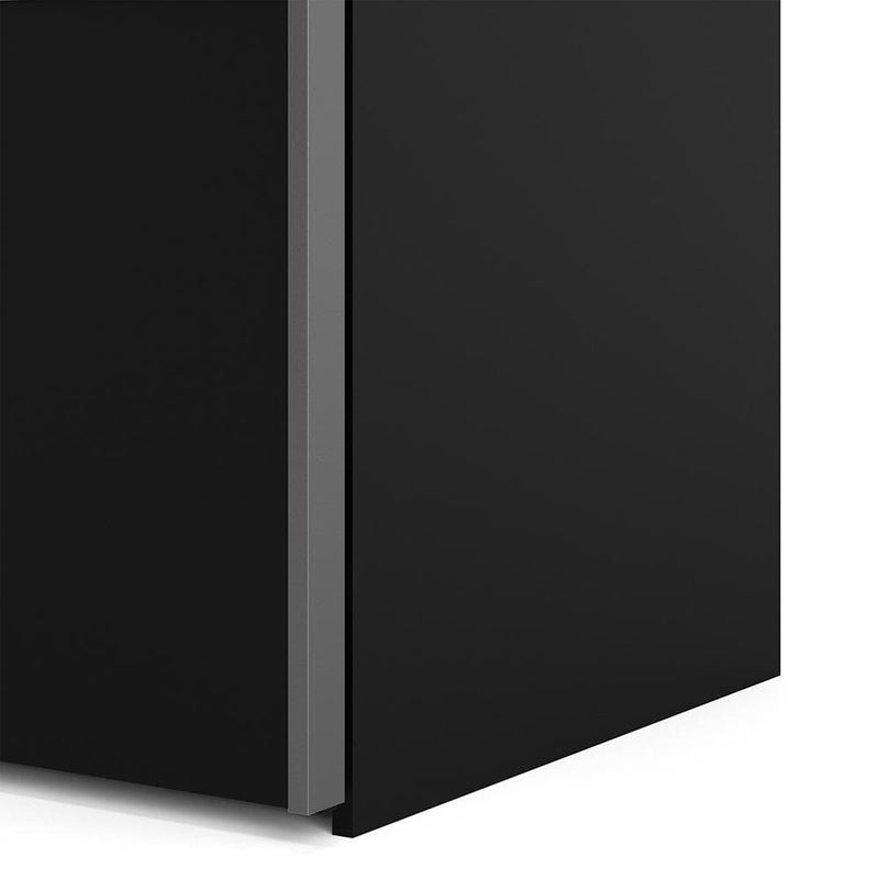 FTG Sliding Wardrobe Verona - Verona Sliding Wardrobe 180cm in Black Matt with Black Matt Doors with 5 Shelves Bed Kings