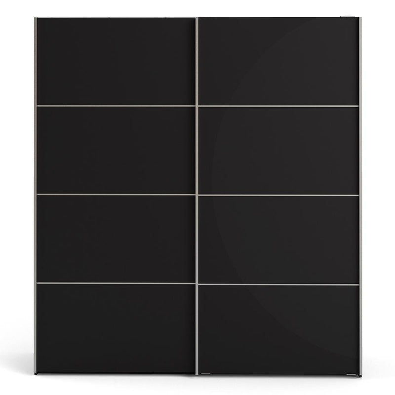 FTG Sliding Wardrobe Verona - Verona Sliding Wardrobe 180cm in Black Matt with Black Matt Doors with 5 Shelves Bed Kings
