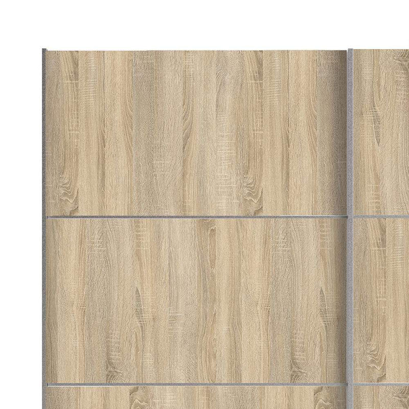 FTG Sliding Wardrobe Verona - Verona Sliding Wardrobe 180cm in Black Matt with Oak Doors with 2 Shelves Bed Kings