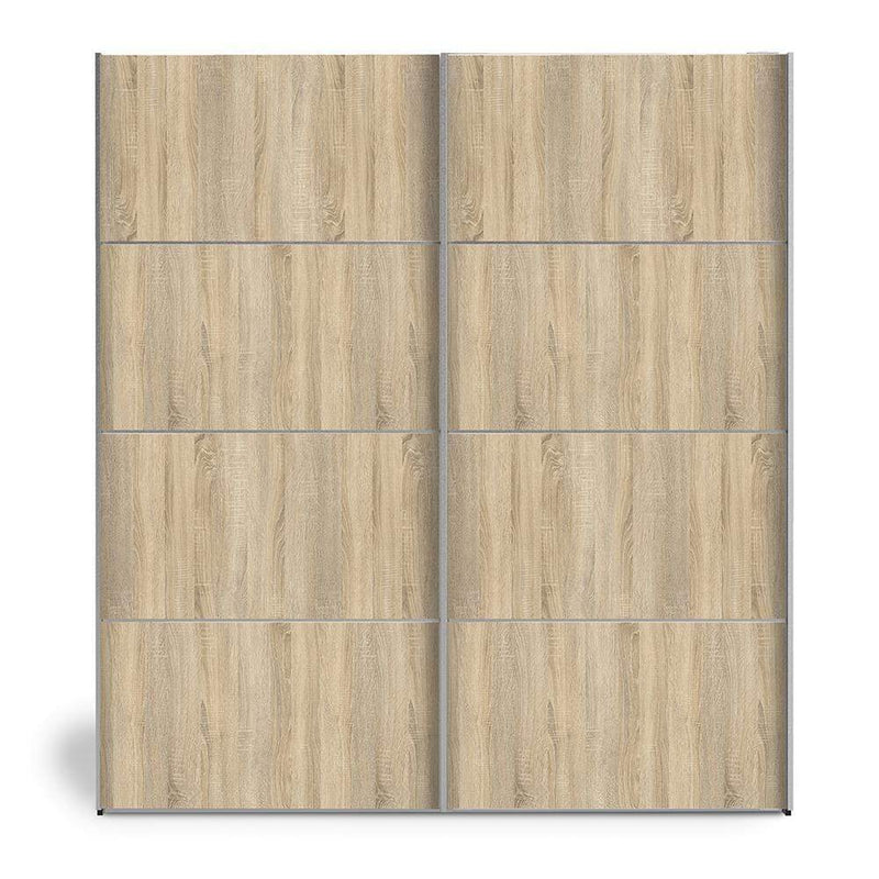FTG Sliding Wardrobe Verona - Verona Sliding Wardrobe 180cm in Black Matt with Oak Doors with 2 Shelves Bed Kings