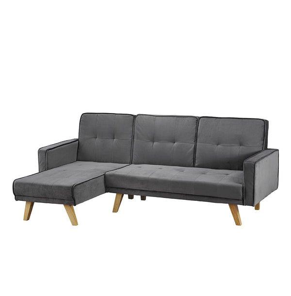 LPD Sofa Bed Kitson Corner Sofa Bed Silver-Grey Velvet Bed Kings