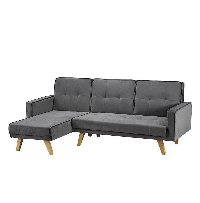 LPD Sofa Bed Kitson Corner Sofa Bed Silver-Grey Velvet Bed Kings