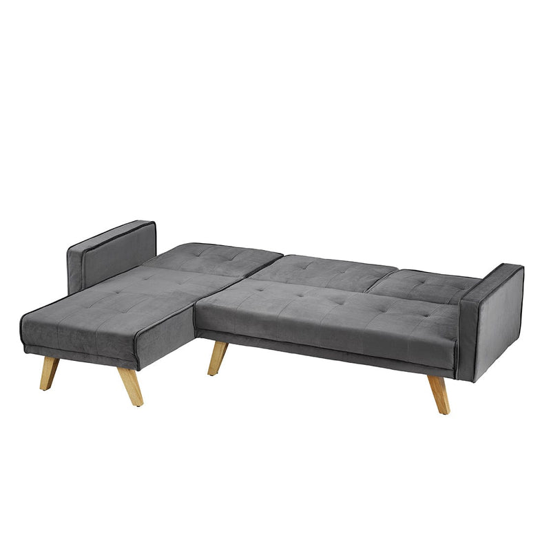 LPD Sofa Bed Kitson Corner Sofa Bed Silver-Grey Velvet Bed Kings