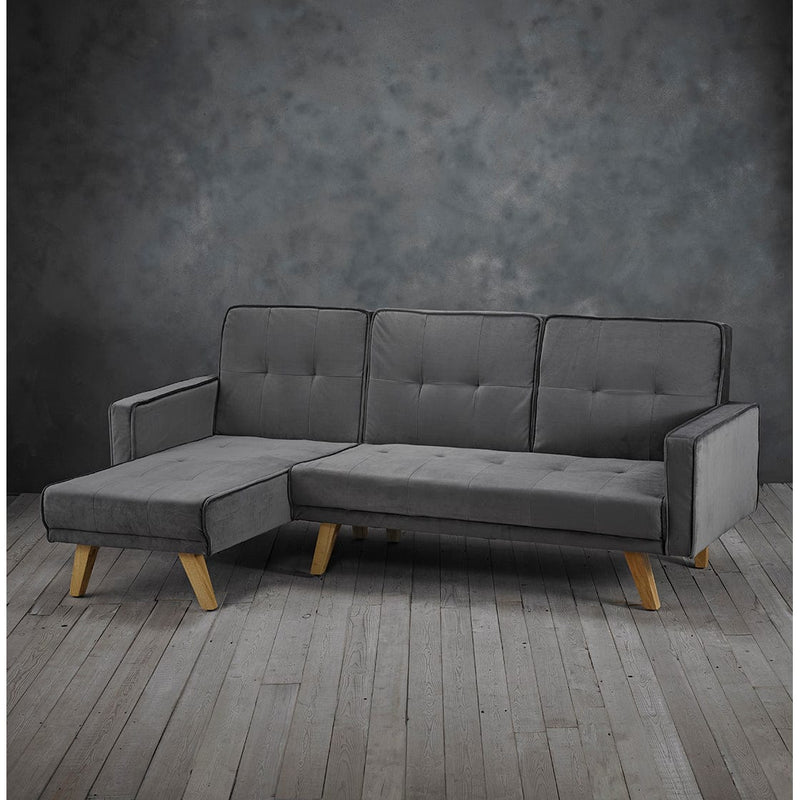 LPD Sofa Bed Kitson Corner Sofa Bed Silver-Grey Velvet Bed Kings
