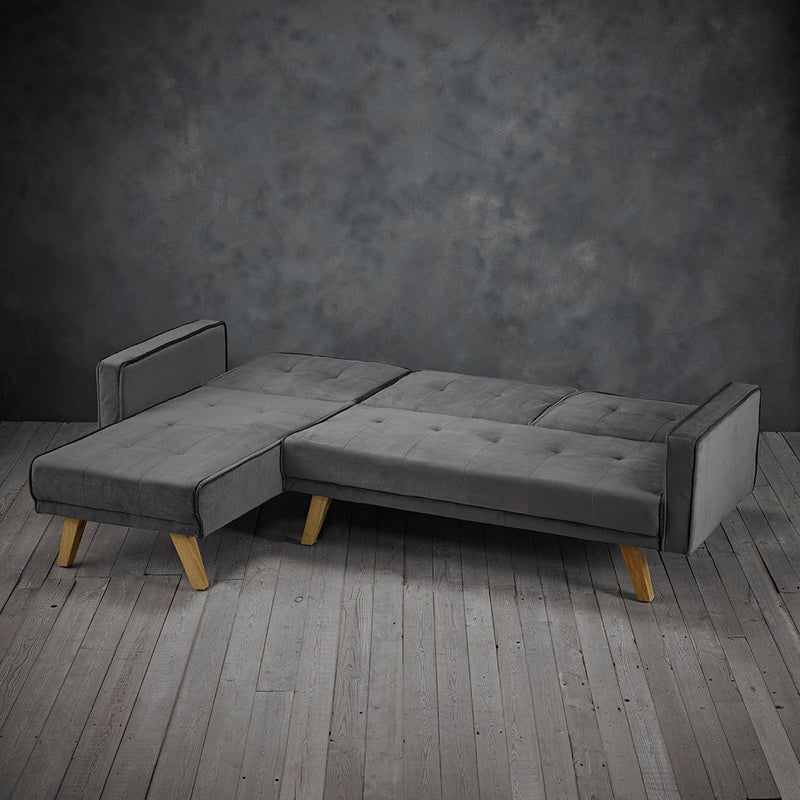 LPD Sofa Bed Kitson Corner Sofa Bed Silver-Grey Velvet Bed Kings