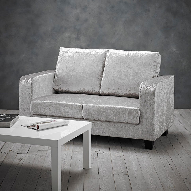LPD Sofa Sofa In A Box Silver Crushed Velvet Bed Kings