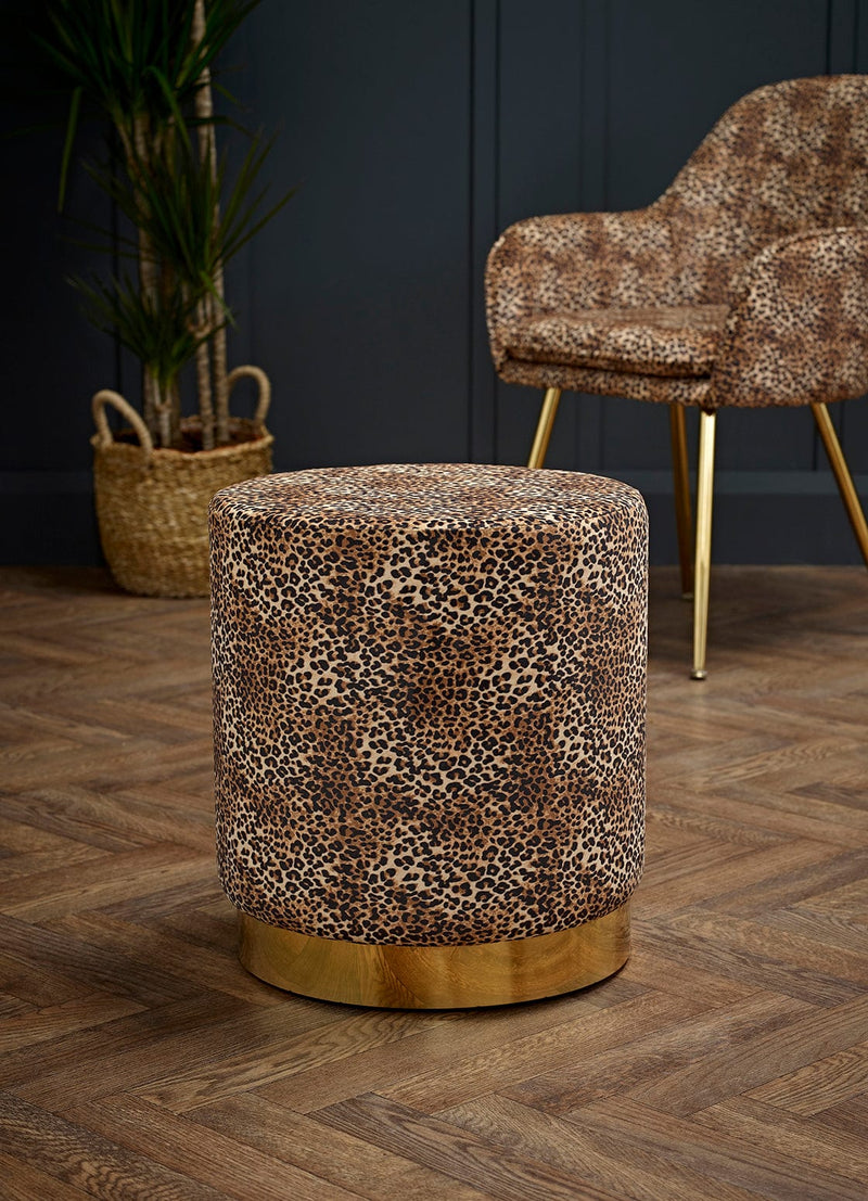 LPD Stool Lara Pouffe Leopard Print (Pack of 1) Bed Kings